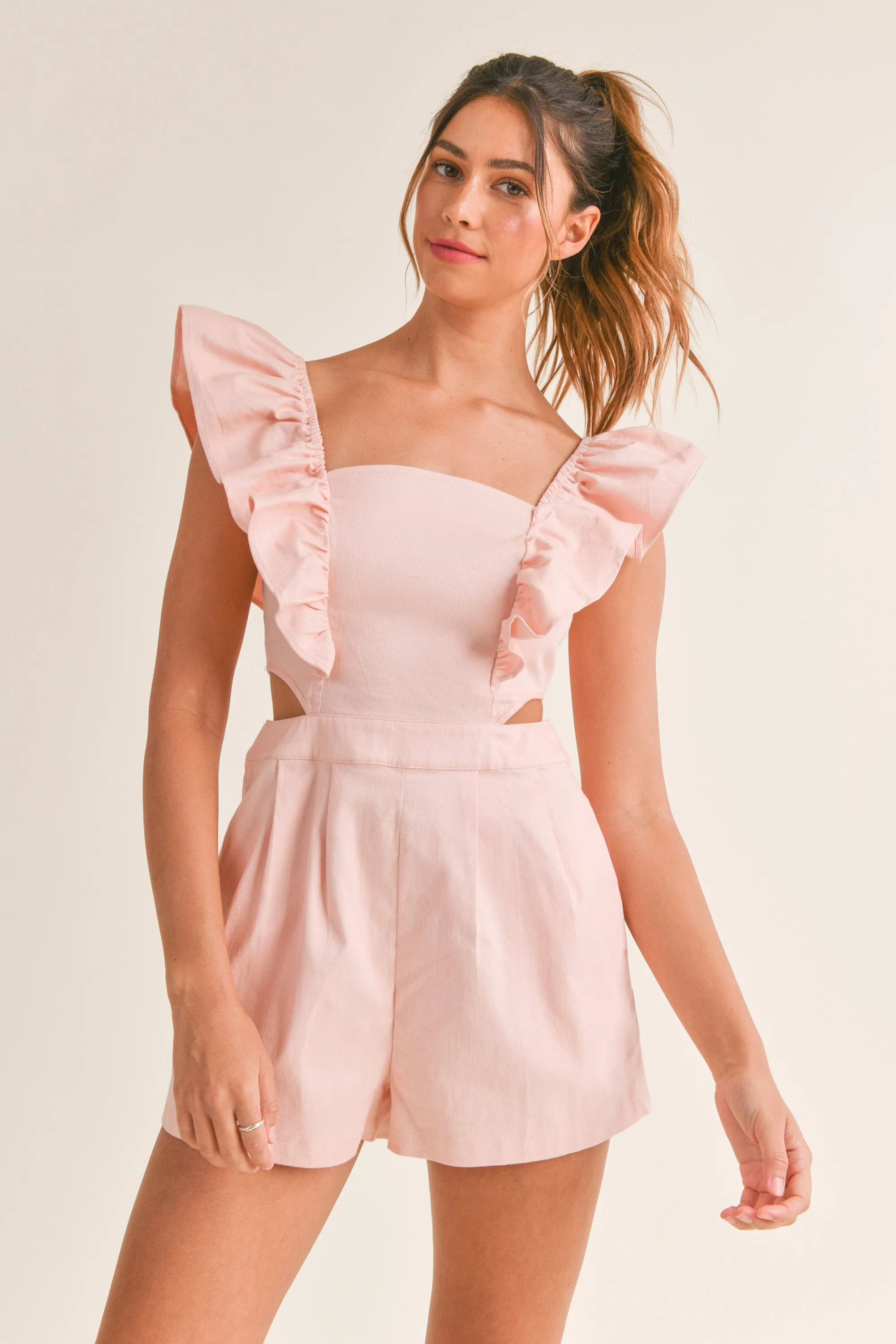 ILIANA RUFFLED SLEEVE CUT OUT ROMPER sold by MABLE product image thumbnail 4