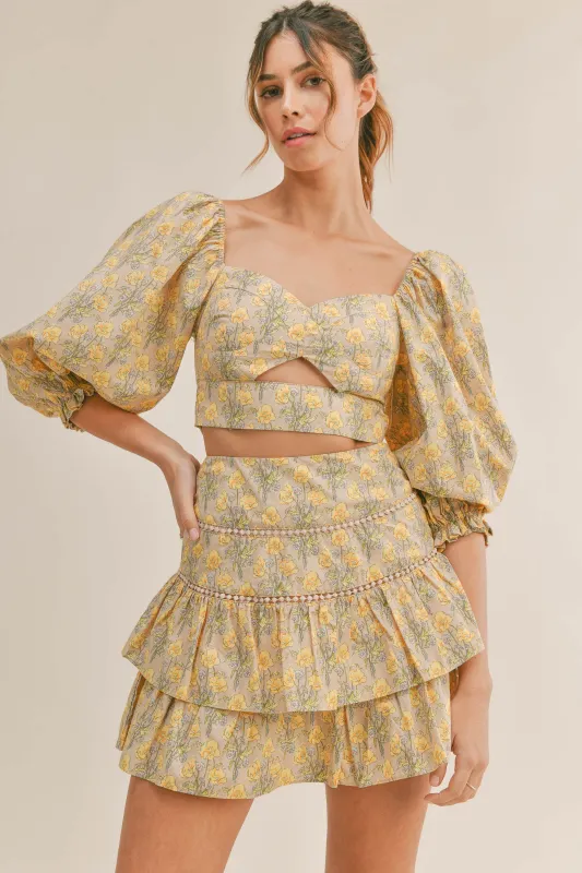 MALAYAH CUTOUT TOP AND SKIRT SET made by MABLE