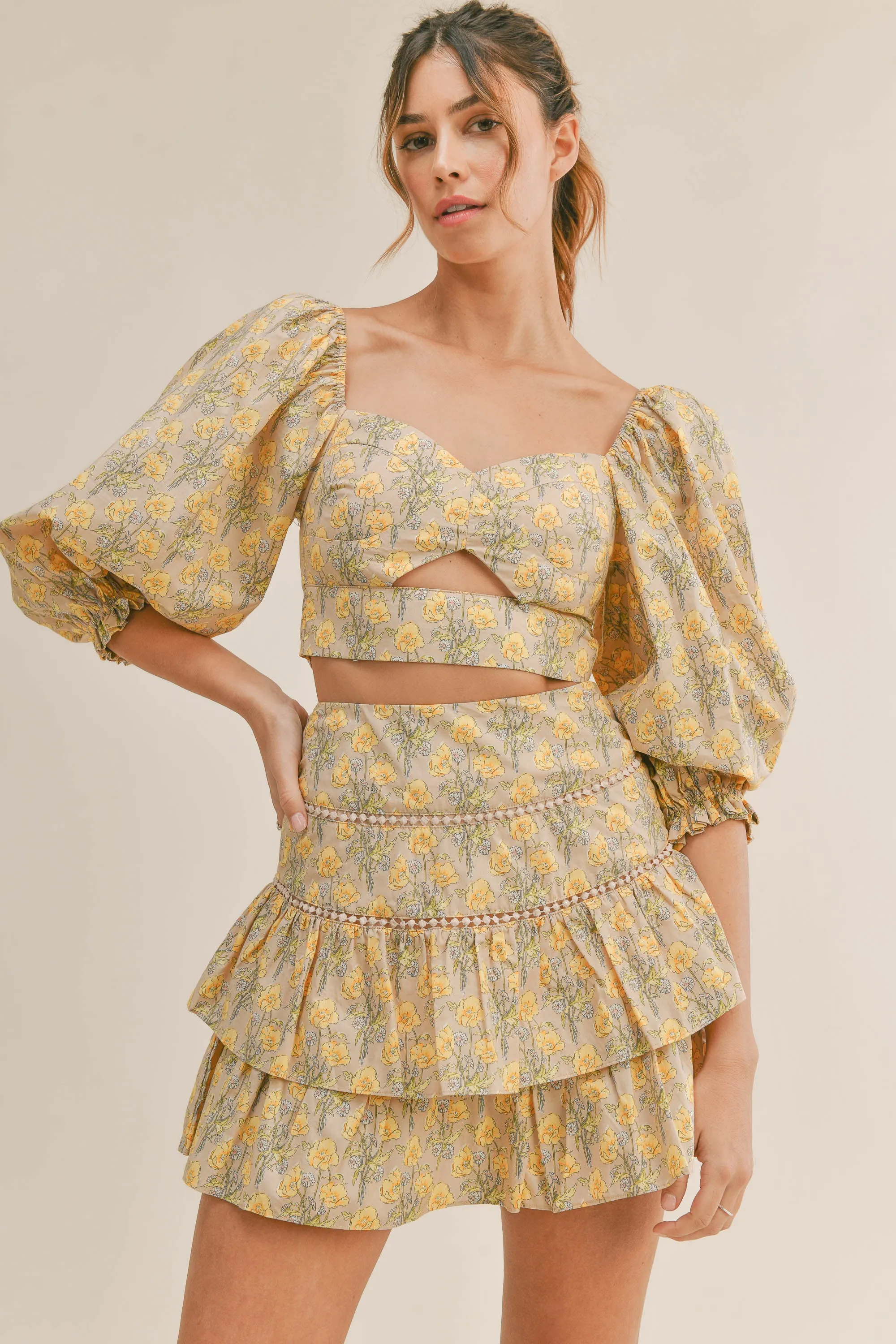 MALAYAH CUTOUT TOP AND SKIRT SET sold by MABLE