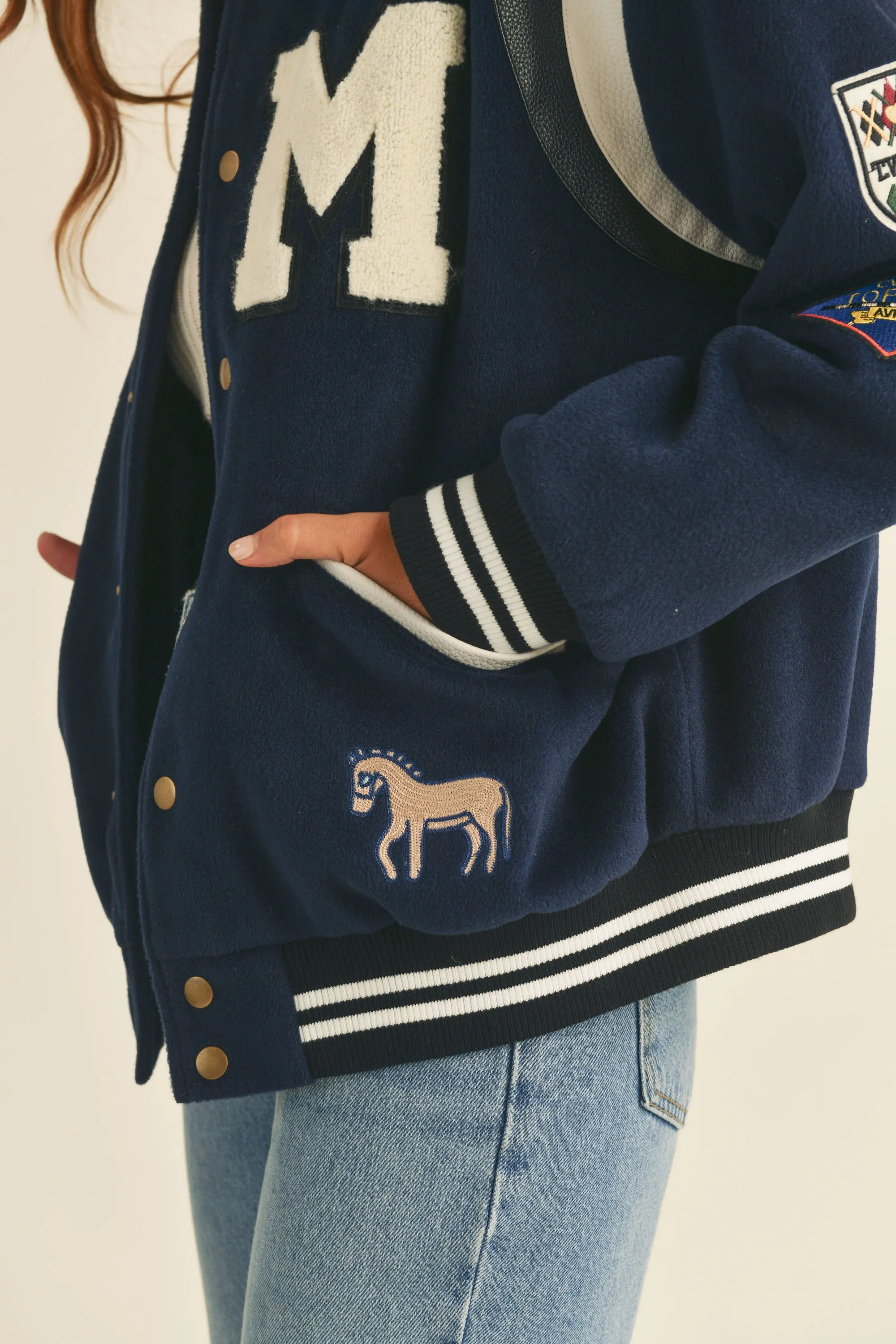 LEXIE BOMBER VARSITY JACKET W/ PATCHES sold by MABLE product image thumbnail 5