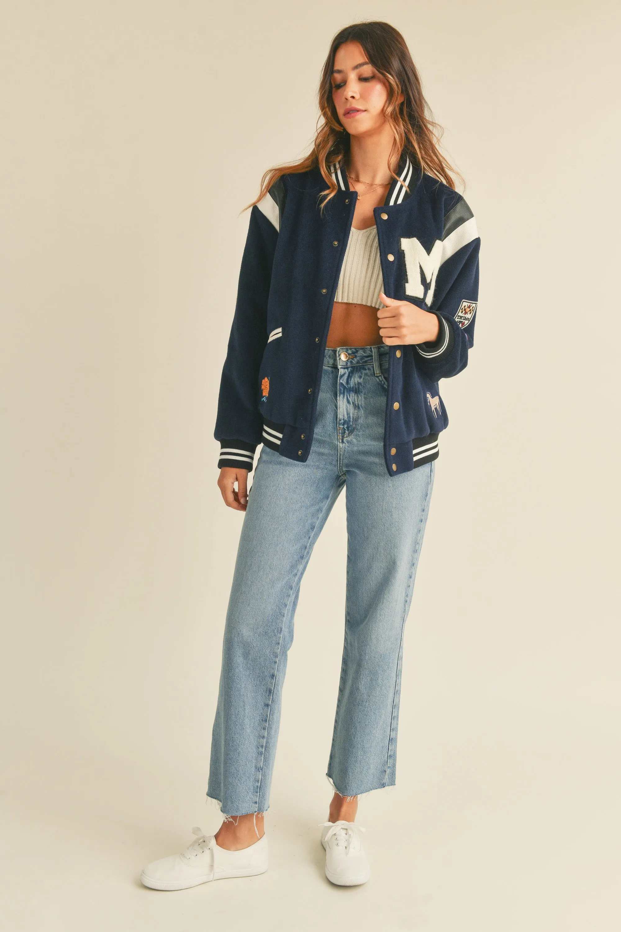 LEXIE BOMBER VARSITY JACKET W/ PATCHES sold by MABLE product image thumbnail 4