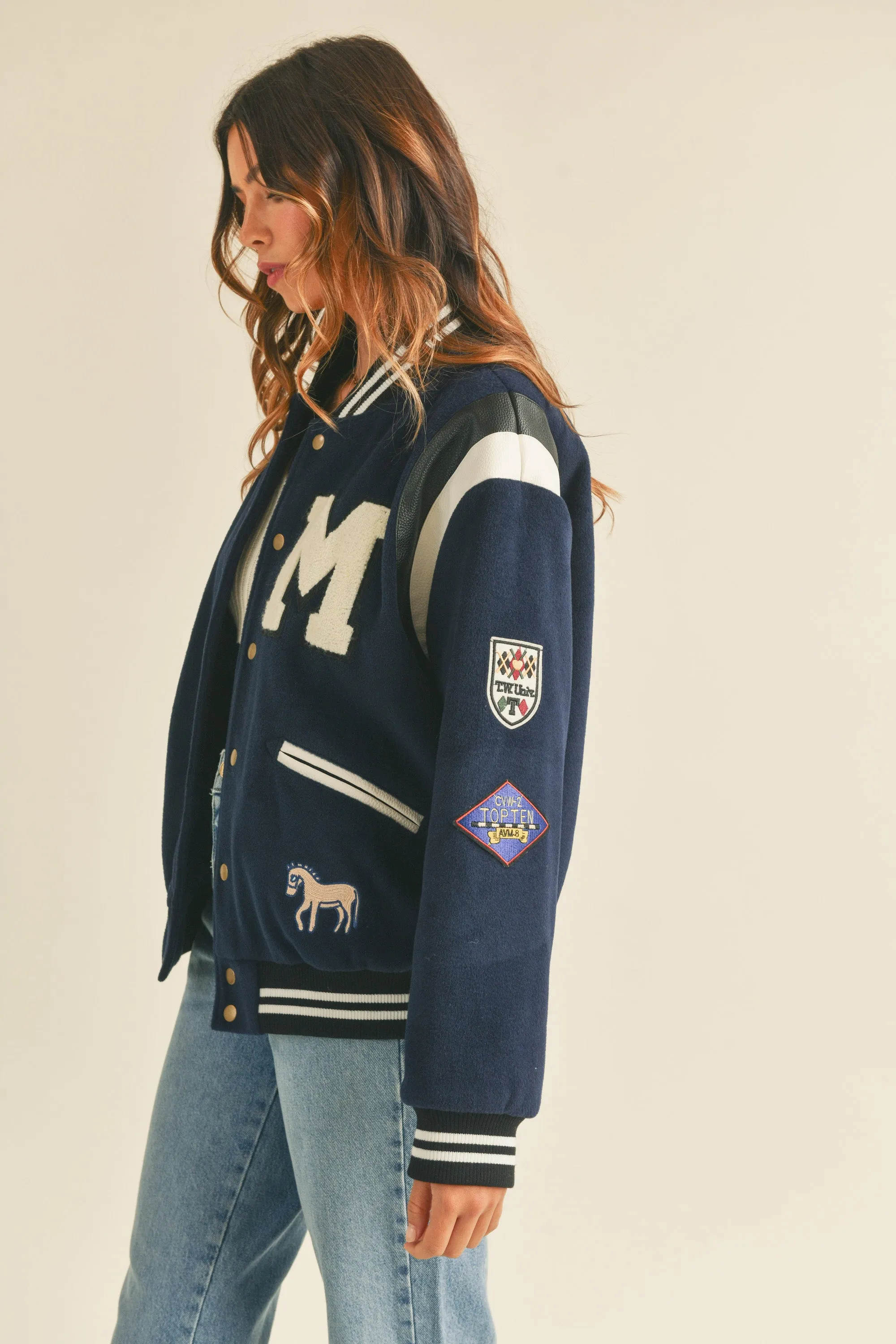LEXIE BOMBER VARSITY JACKET W/ PATCHES sold by MABLE product image thumbnail 2