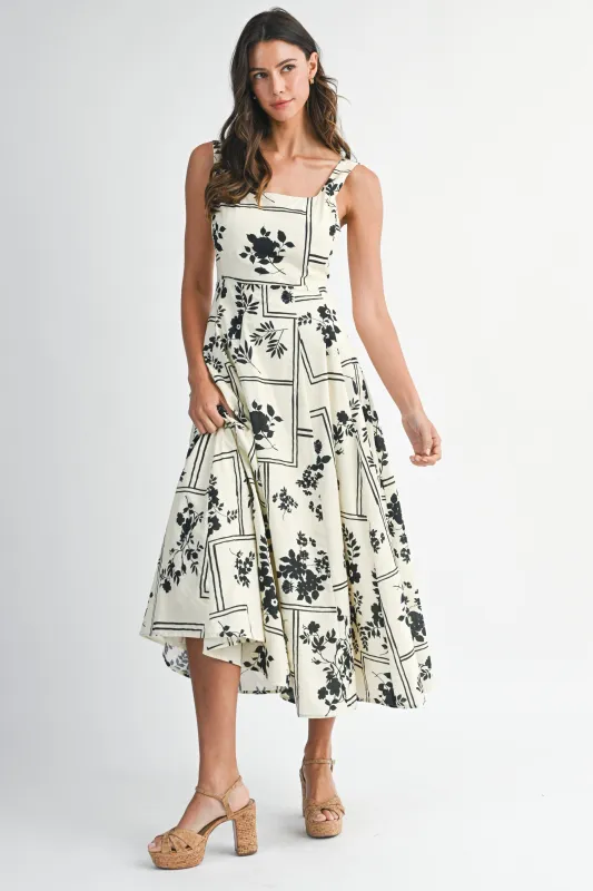 HAISLEY FLORAL SQUARE NECK MIDI DRESS sold by MABLE