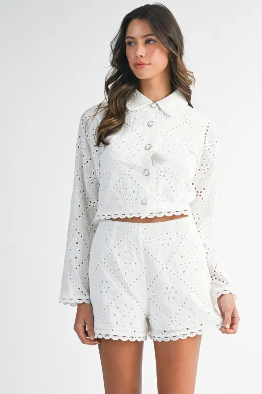 IRENE EYELET SHIRT AND SHORTS SET made by MABLE