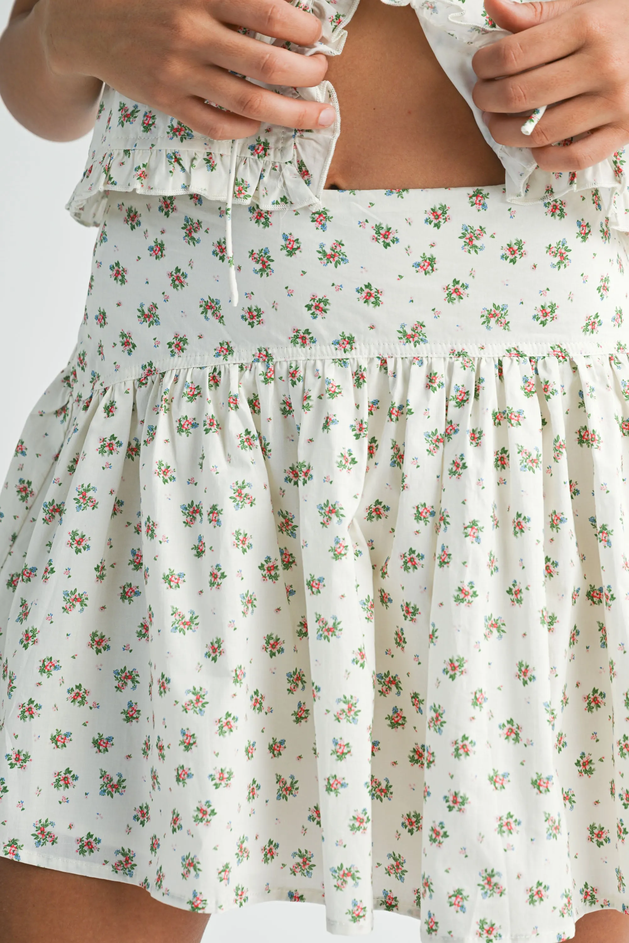 CARLY PUFF SLEEVE TIED TOP AND MINI SKIRT SET sold by MABLE product image thumbnail 4