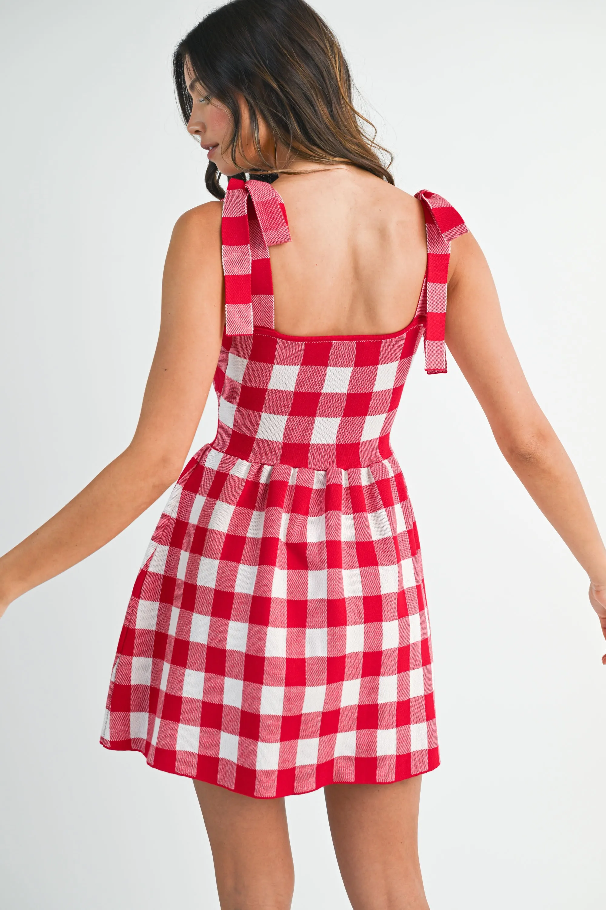 PAISLEY GINGHAM HALTER KNIT MINI DRESS sold by MABLE product image thumbnail 3