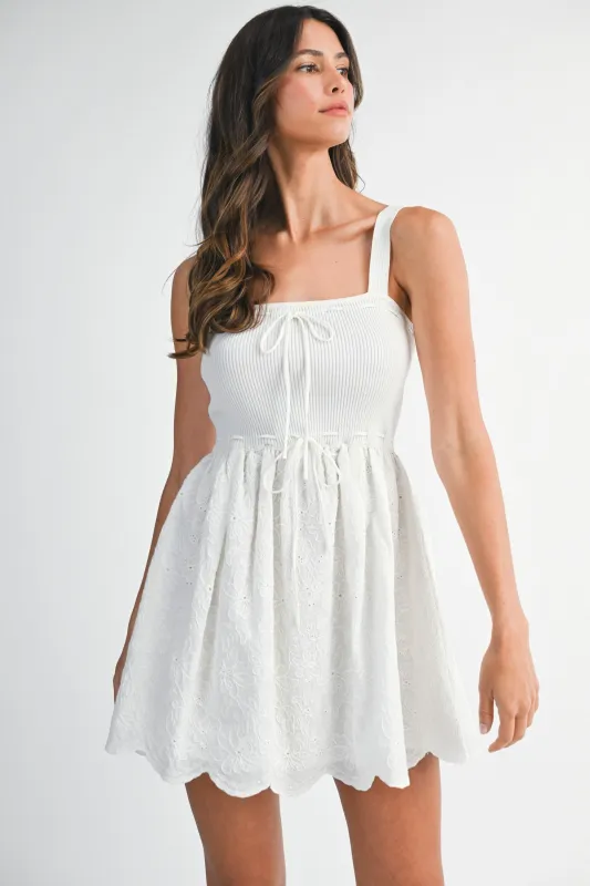 IVY KNIT WOVEN MIX MINI DRESS sold by MABLE