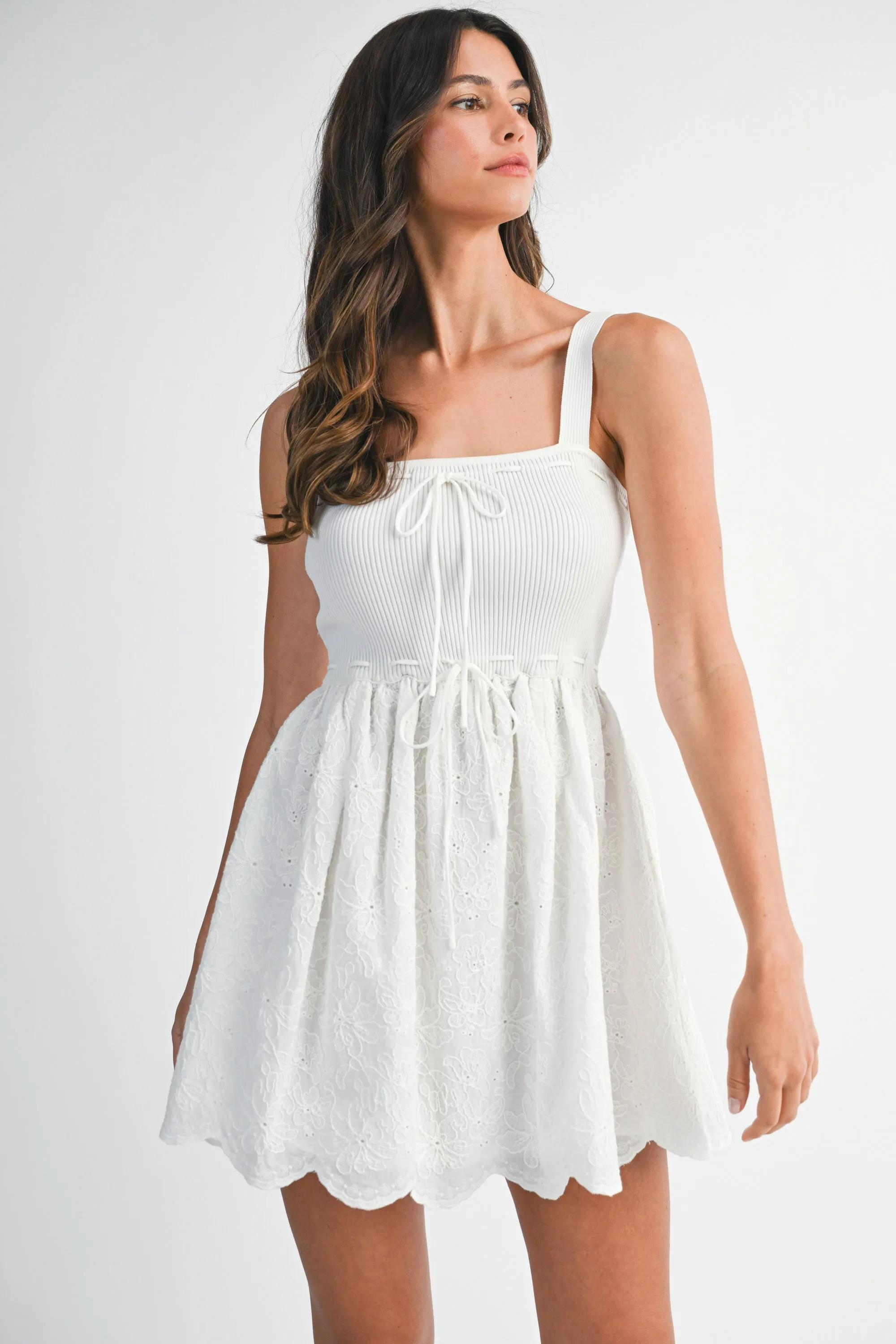 IVY KNIT WOVEN MIX MINI DRESS sold by MABLE