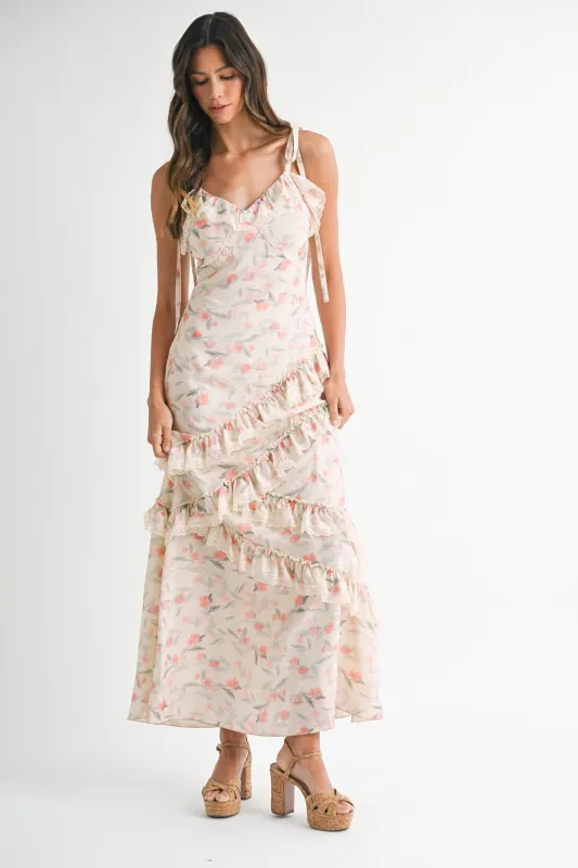 SUTTON FLORAL PRINTED ASYMMETRIC MAXI DRESS made by MABLE