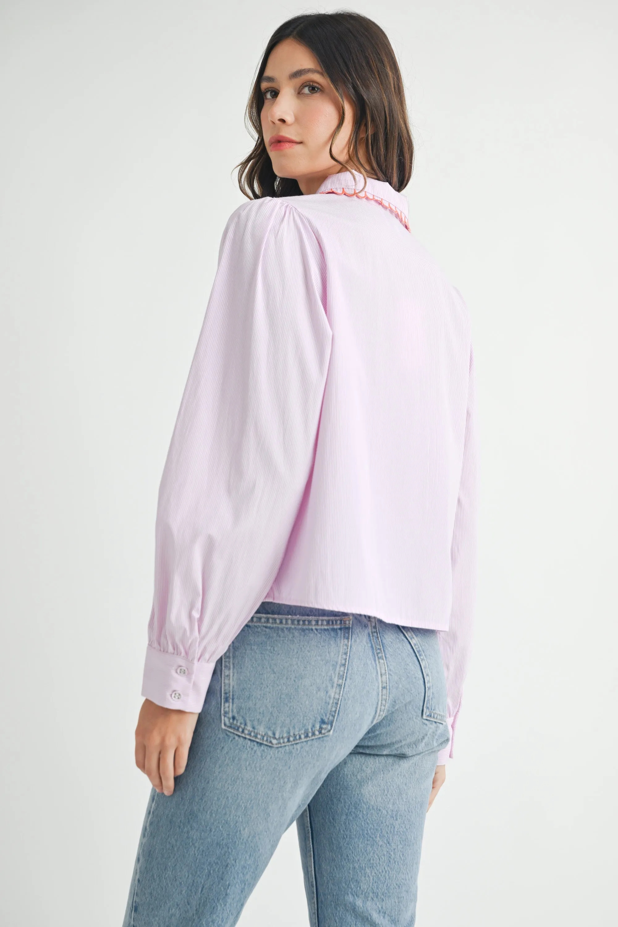 MAKENZIE SCALLOPED COLLAR STRIPE SHIRT sold by MABLE product image thumbnail 3
