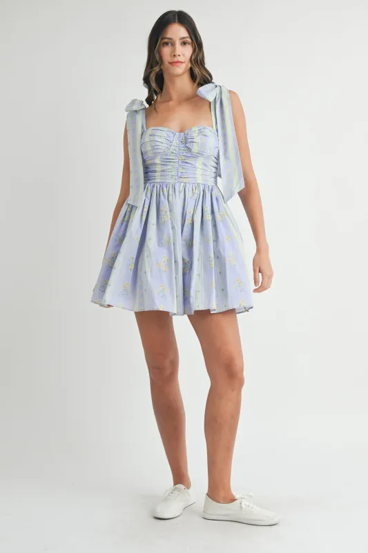 ZOEY FLORAL PRINTED MINI DRESS WITH TIE SHOULDER sold by MABLE