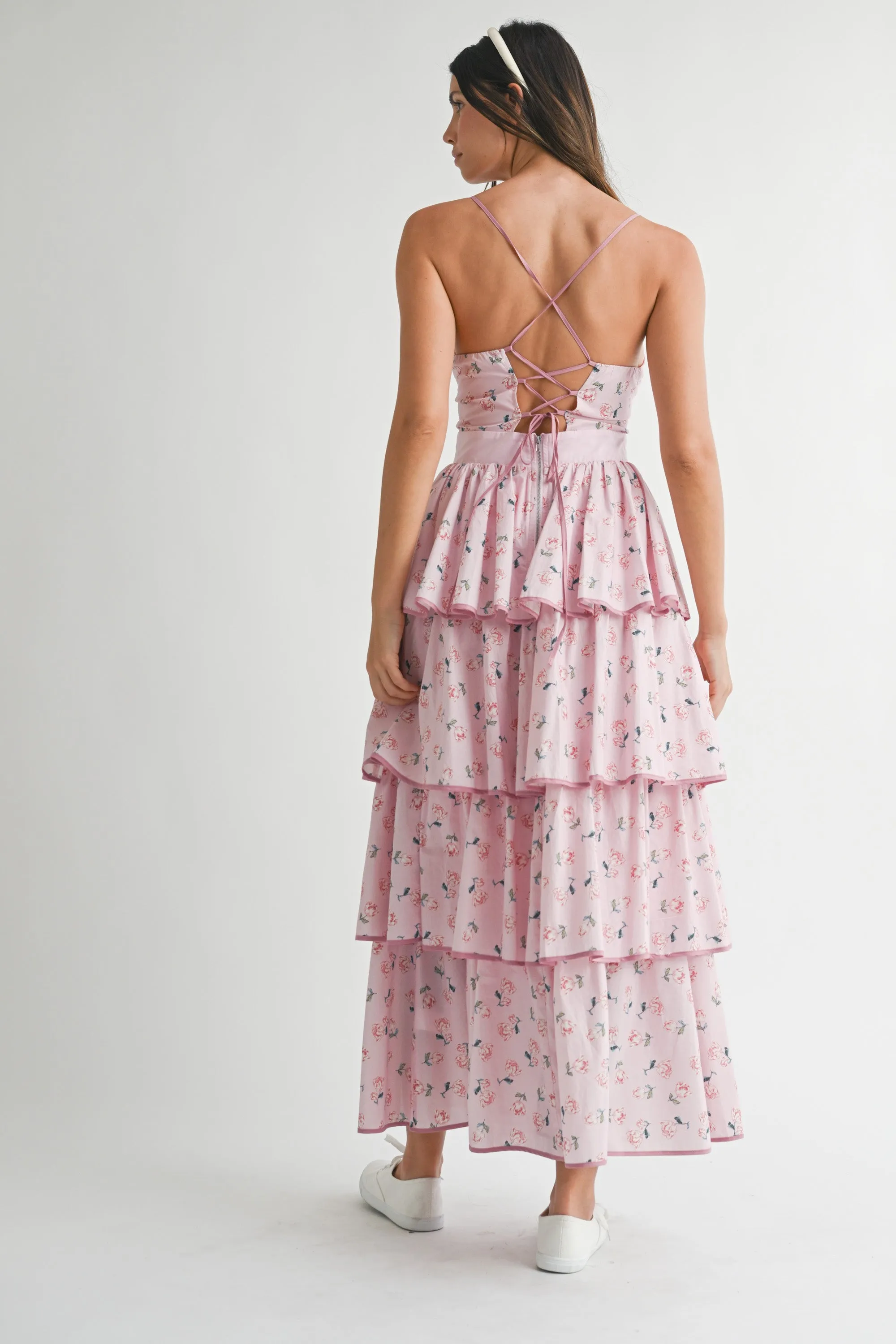 ARI FLORAL PRINTED SLEEVELESS MAXI DRESS WITH RUFFLES sold by MABLE product image thumbnail 3