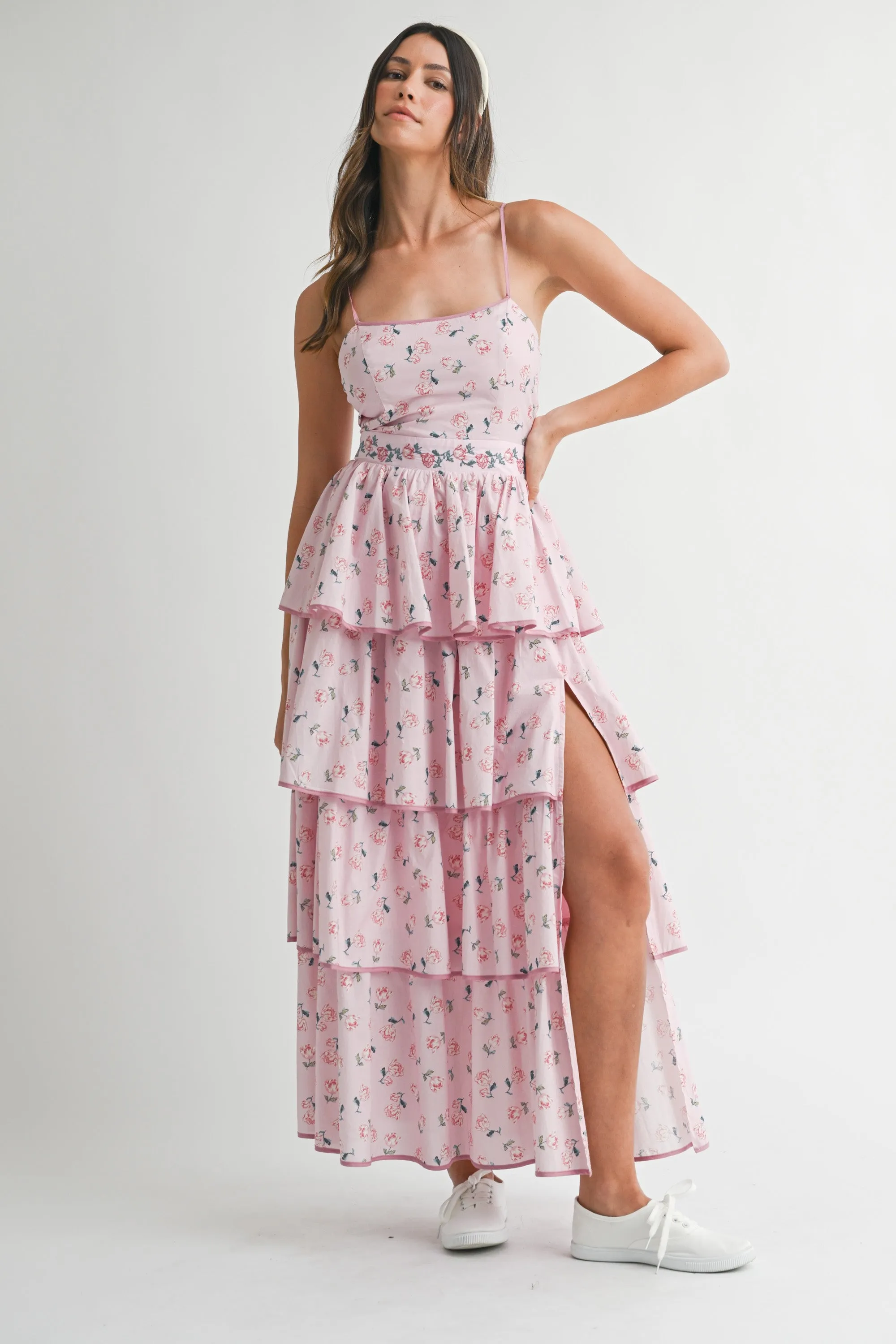 ARI FLORAL PRINTED SLEEVELESS MAXI DRESS WITH RUFFLES sold by MABLE product image thumbnail 5