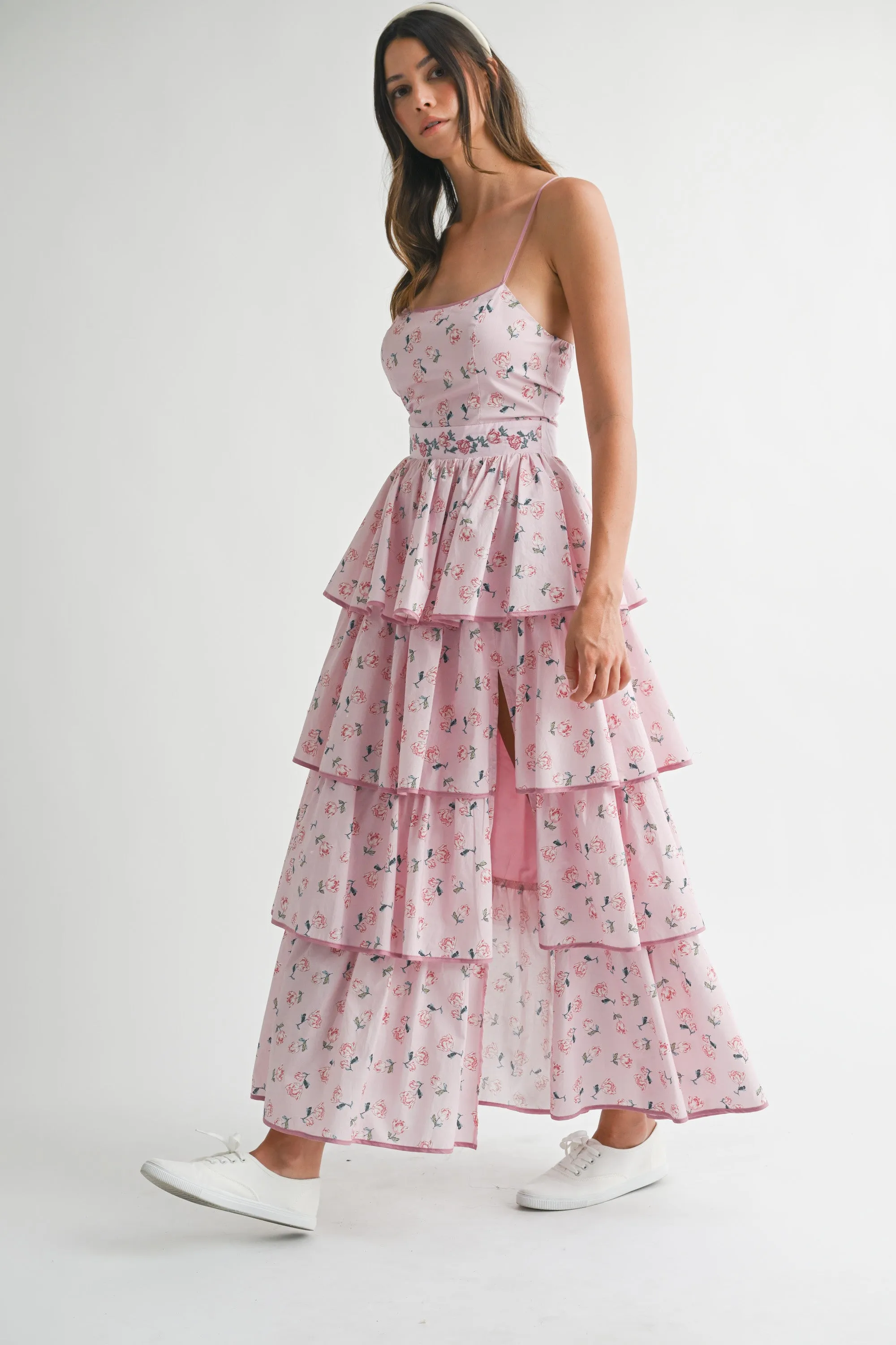 ARI FLORAL PRINTED SLEEVELESS MAXI DRESS WITH RUFFLES sold by MABLE product image thumbnail 2
