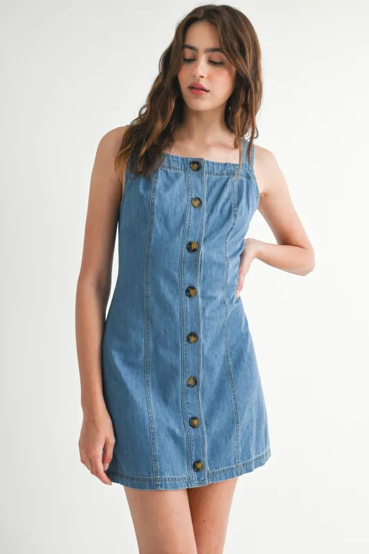MICHAELA DENIM MINI DRESS made by MABLE