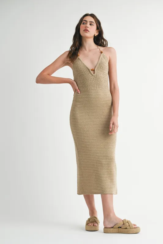 HANNAH CROCHET HALTER MIDI DRESS made by MABLE