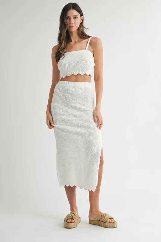 SCOUT SCALLOP TUBE TOP AND MIDI KNIT SKIRT SET made by MABLE