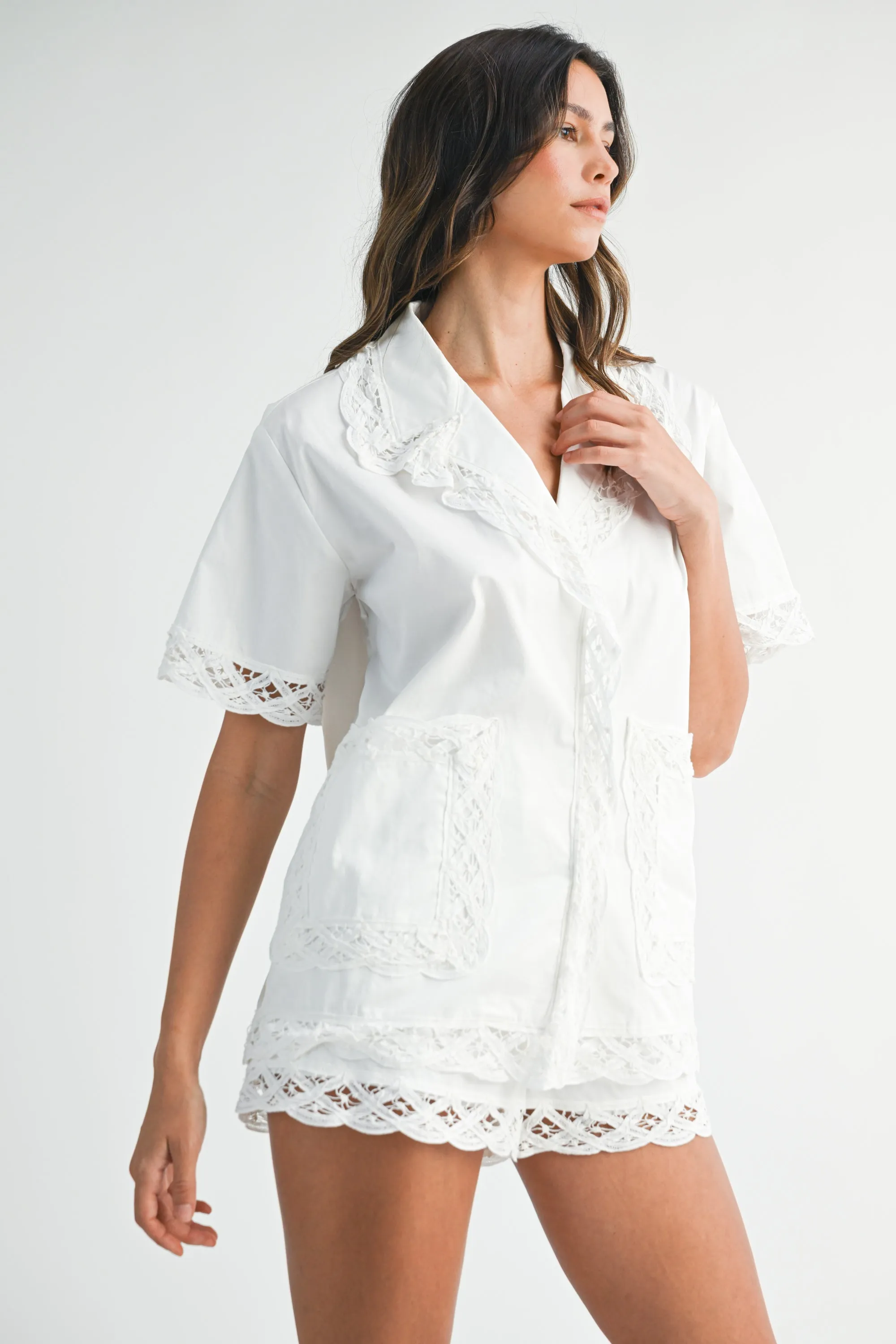 PENELOPE LACE TRIM SHIRTS AND SHORT SET sold by MABLE product image thumbnail 2