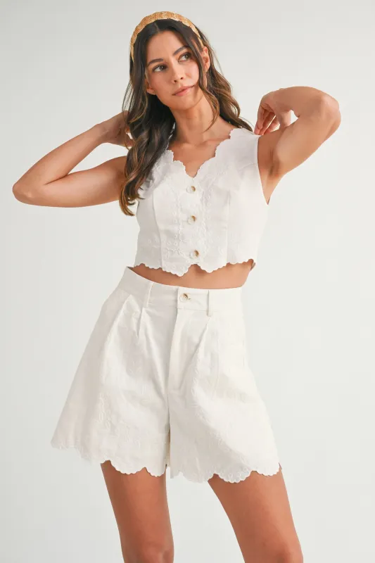 JERRI EMBROIDERED VEST AND PANTS SET made by MABLE