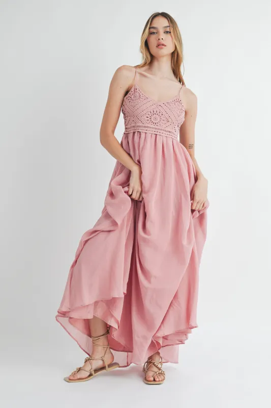 CAMILA CROCHET CAMI BODICE MAXI DRESS made by MABLE