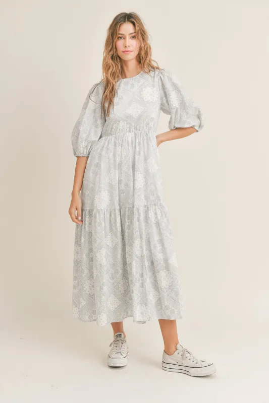 LUNA PAISLEY PRINTED TIERED MIDI DRESS made by MABLE