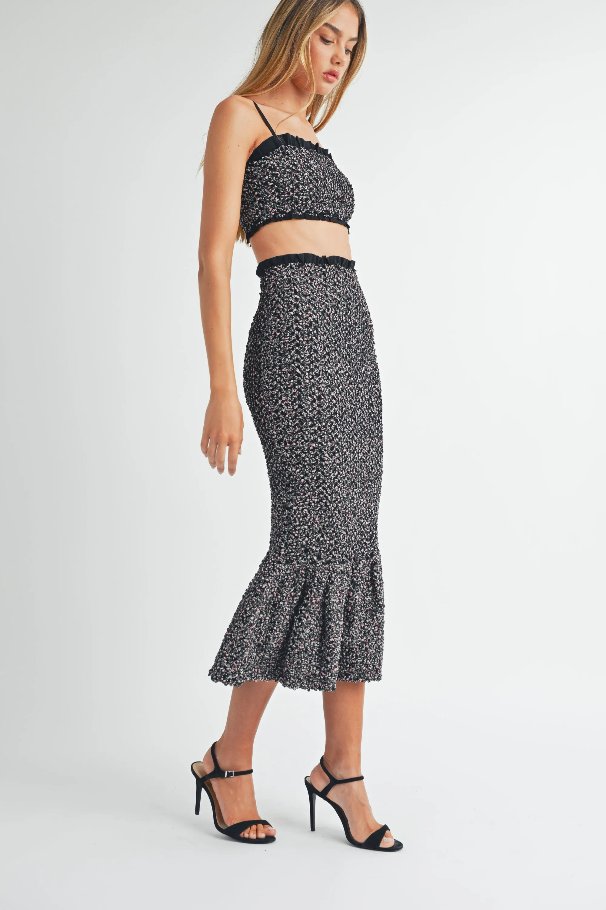 ANA SMOCKED RUFFLE TUBE TOP AND MIDI SKIRT SET sold by MABLE product image thumbnail 3