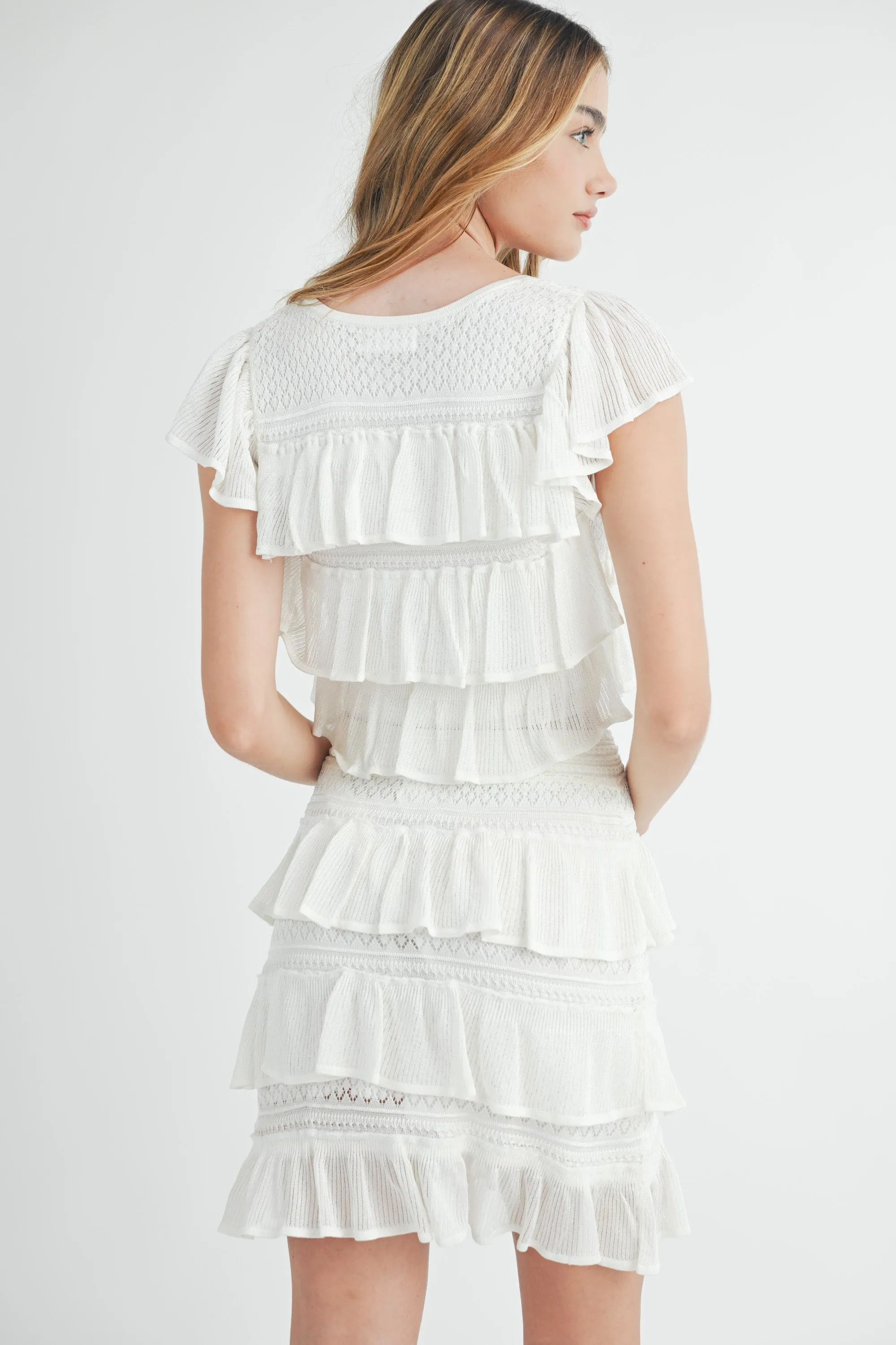 AVA TIERED RUFFLE KNIT TOP AND MINI SKIRT SET sold by MABLE product image thumbnail 3