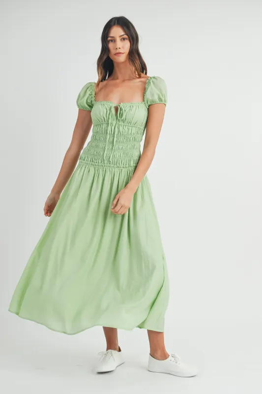MADALYN OPEN BACK PUFFED SHORT SLEEVES MIDI DRESS made by MABLE
