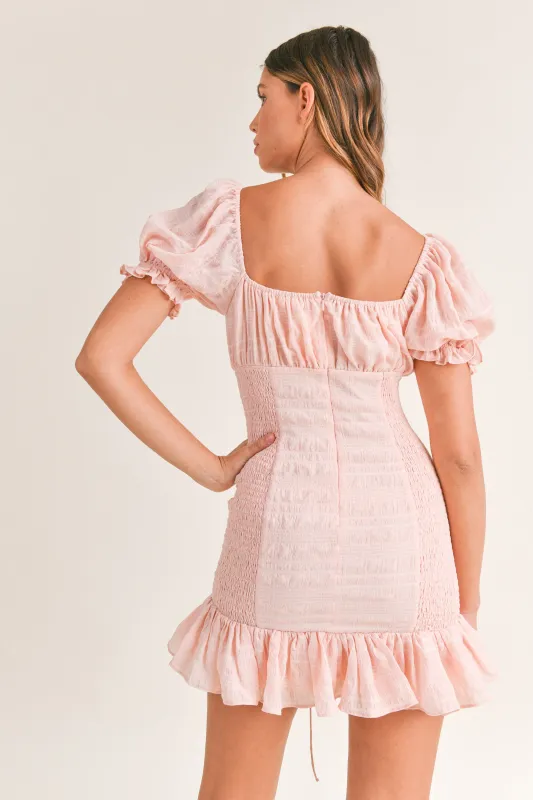 ILA SMOCKED SIDE SHORT SLEEVE MINI DRESS sold by MABLE