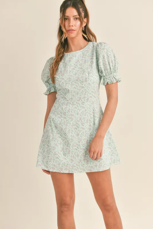 CALI PUFFED SLEEVE MINI DRESS sold by MABLE