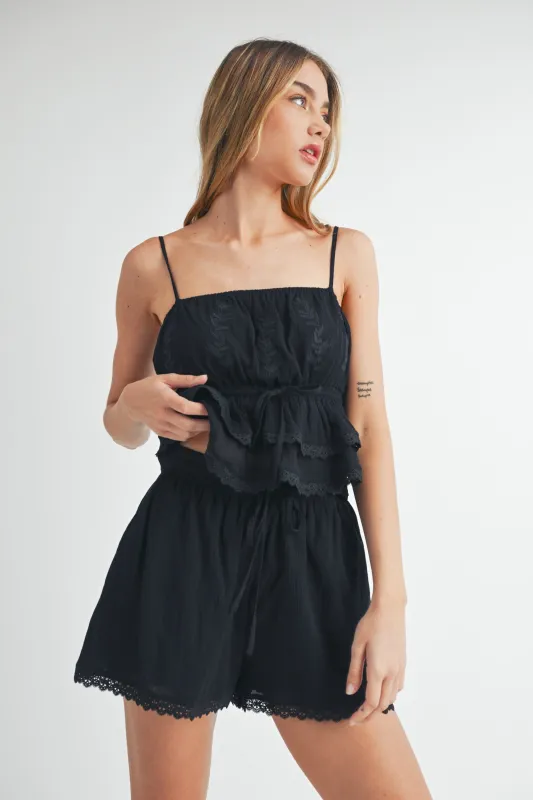JOVANA EMBROIDERY CAMI TOP AND SHORTS SET sold by MABLE