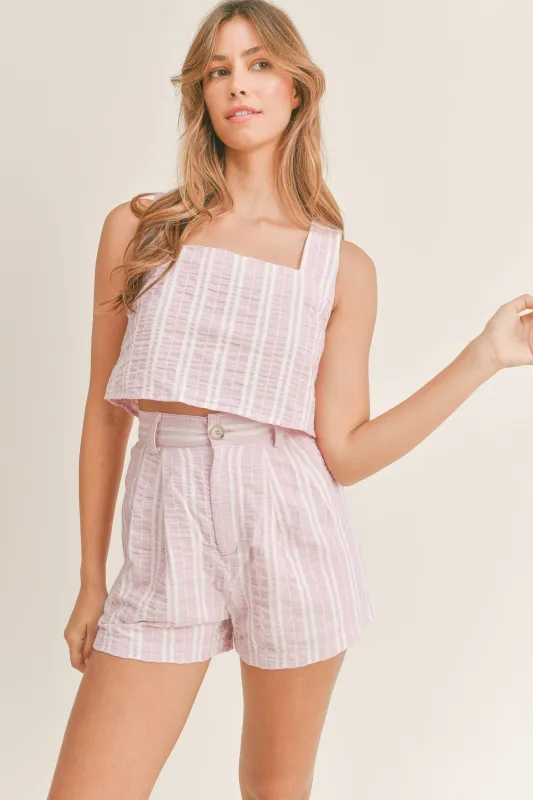 CANDELA STRIPED CROP TOP & SHORT SET sold by MABLE