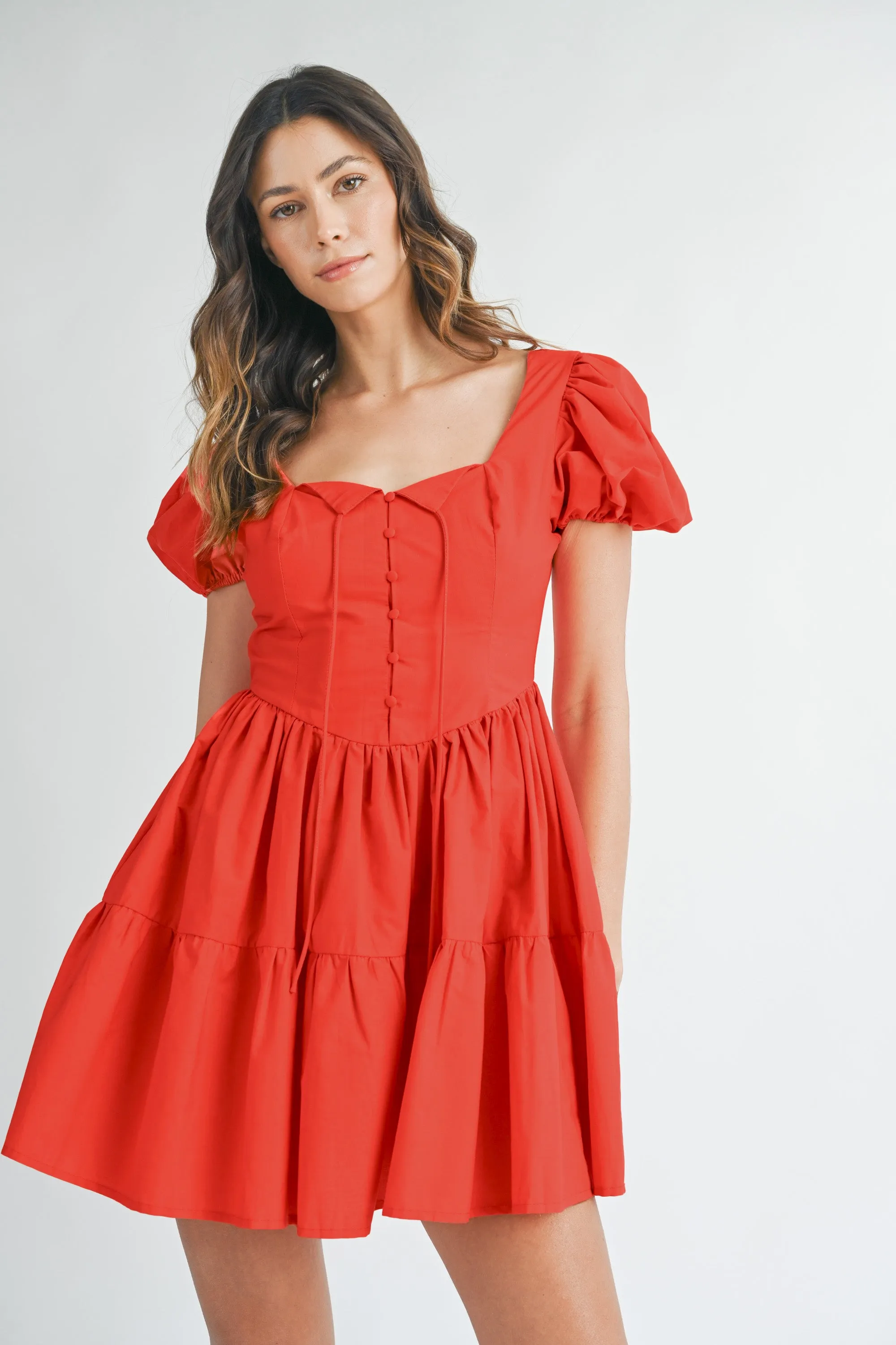MORGANE BUTTON FRONT PUFF SLEEVE MINI DRESS sold by MABLE product image thumbnail 5
