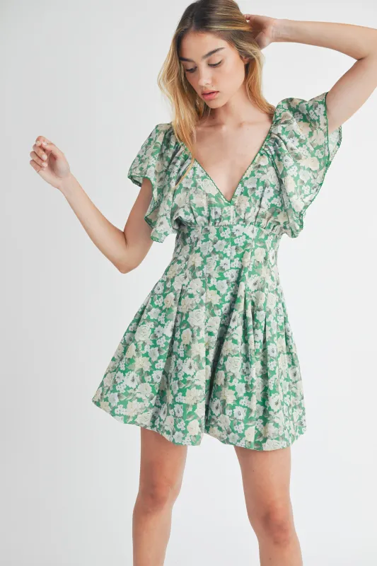 BUBBLE HEM PLEATED WAIST MINI DRESS sold by MABLE