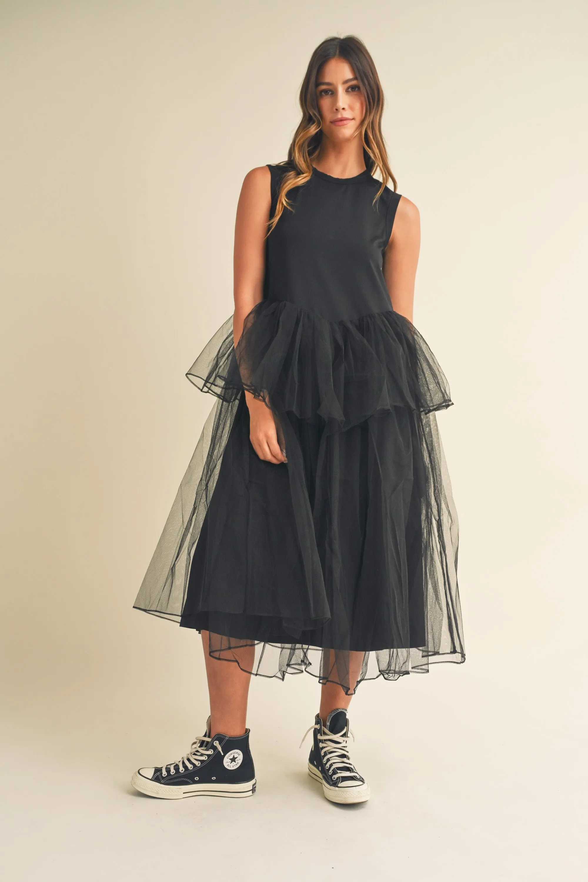 TALIA TULLE CONTRASTED MIDI DRESS sold by MABLE product image thumbnail 5