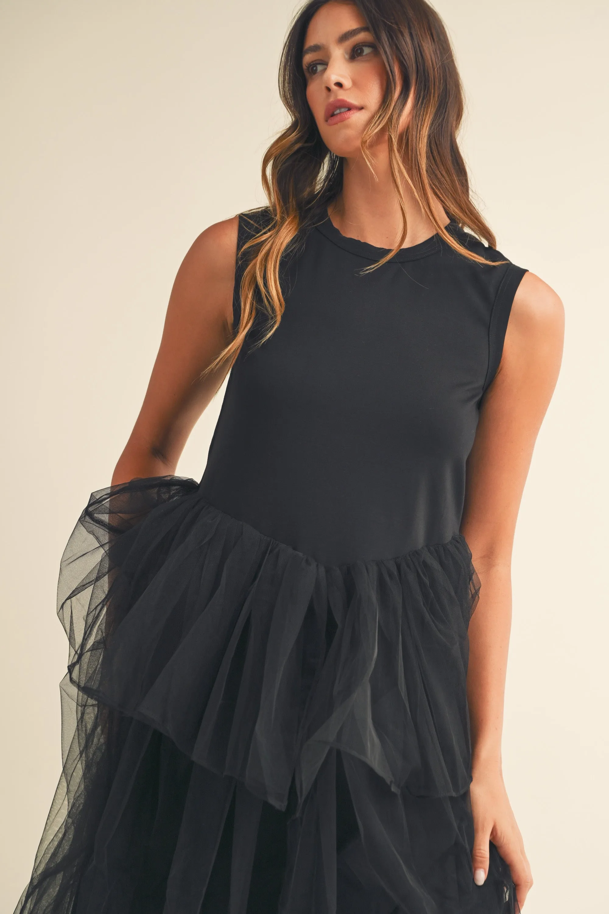 TALIA TULLE CONTRASTED MIDI DRESS sold by MABLE product image thumbnail 4