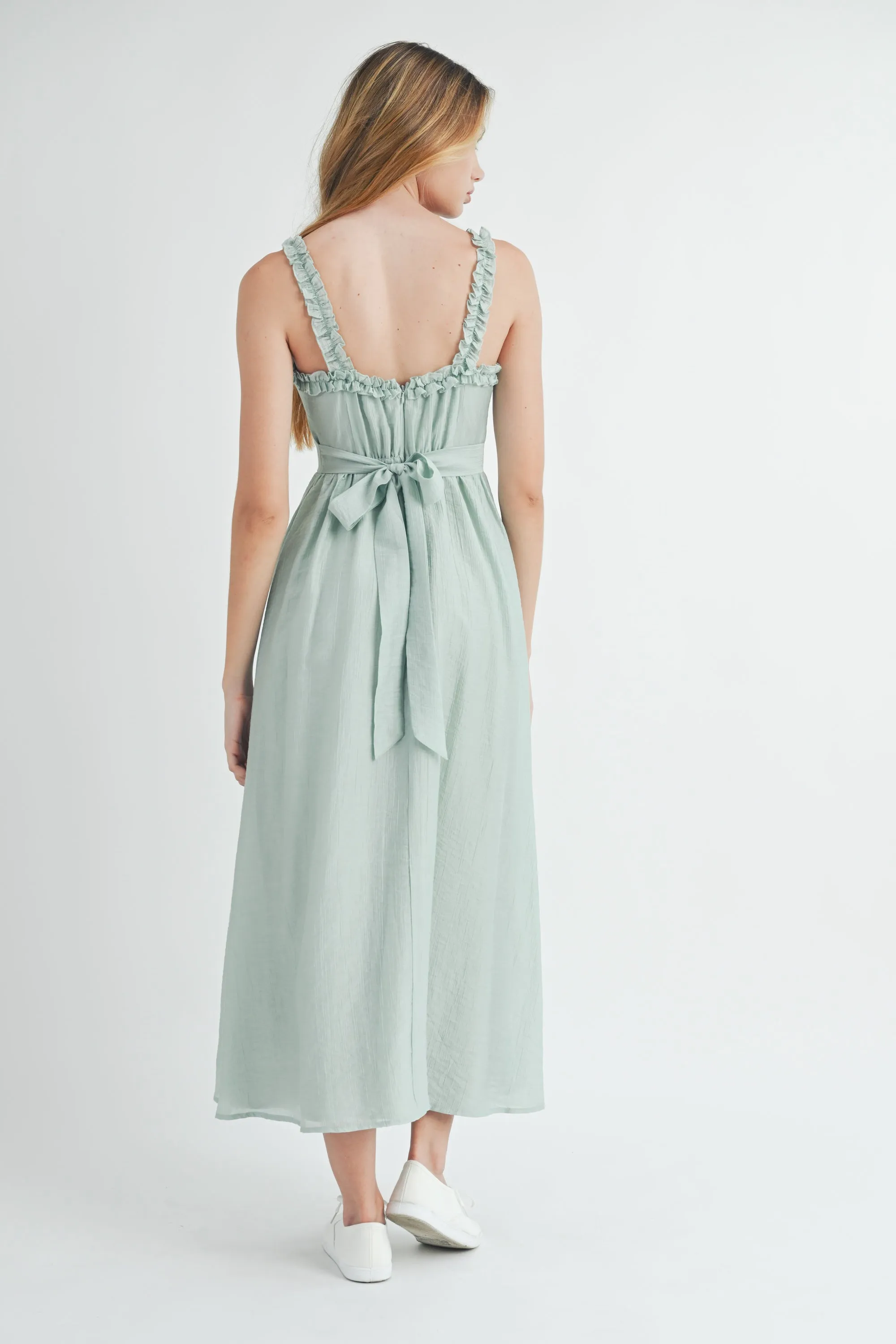 FRANCESCA STRAP RUFFLE MIDI DRESS sold by MABLE product image thumbnail 3