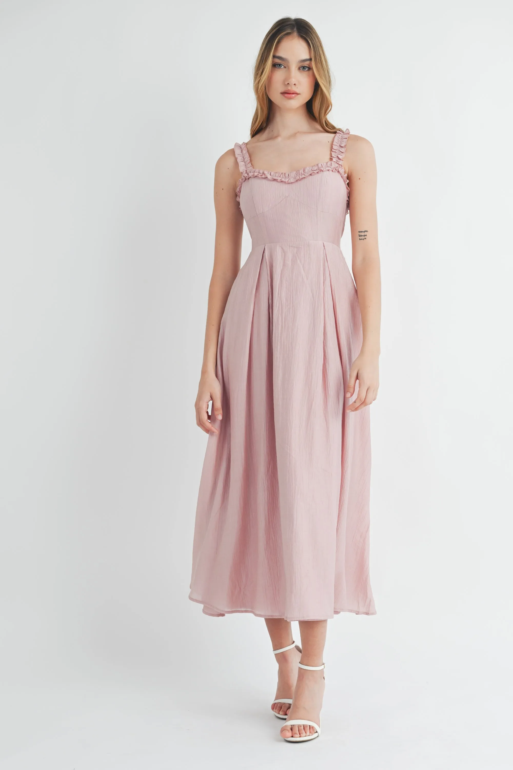 FRANCESCA STRAP RUFFLE MIDI DRESS sold by MABLE product image thumbnail 5