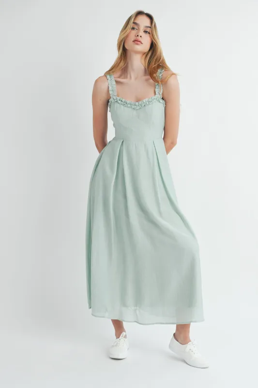 FRANCESCA STRAP RUFFLE MIDI DRESS made by MABLE