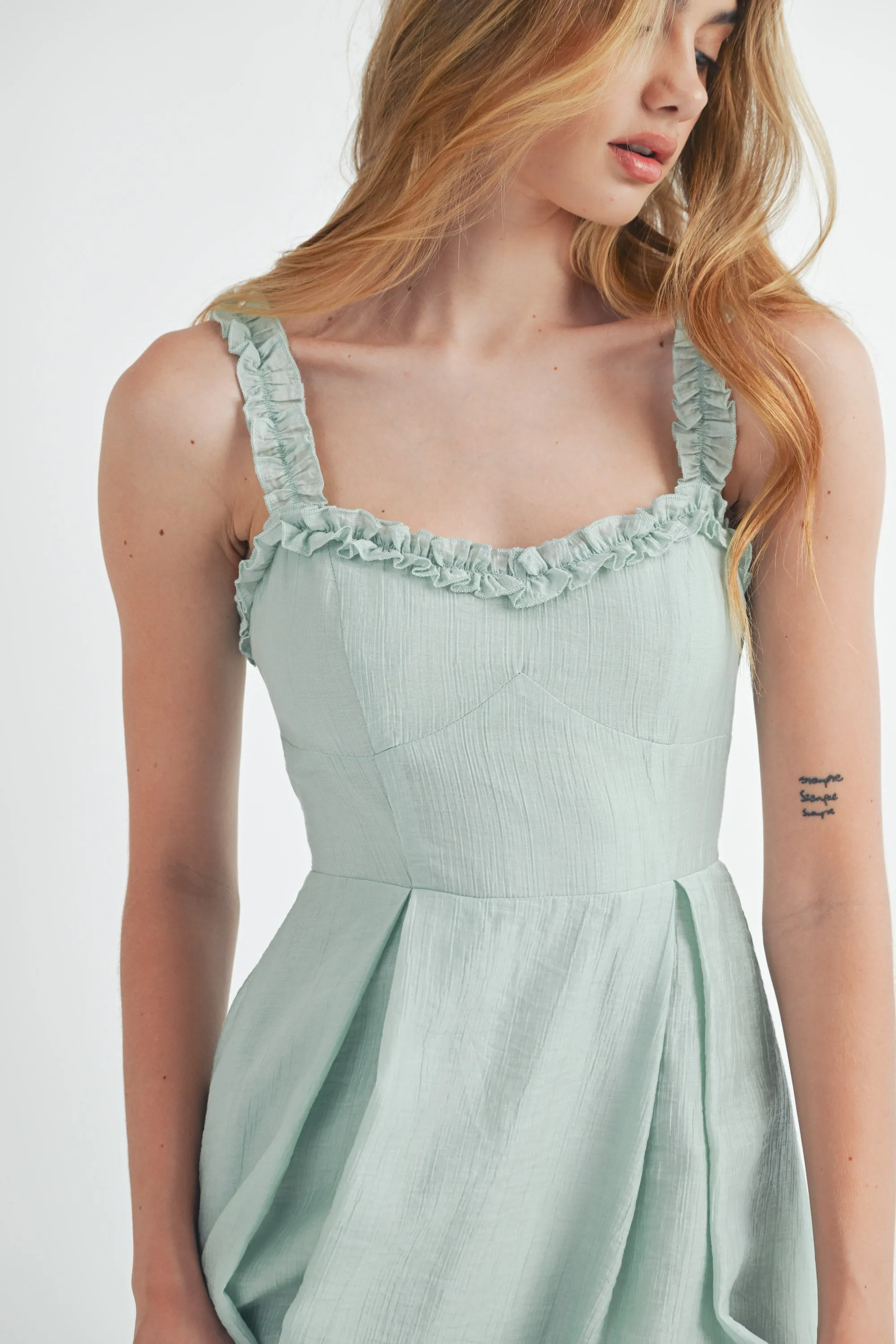 FRANCESCA STRAP RUFFLE MIDI DRESS sold by MABLE product image thumbnail 4