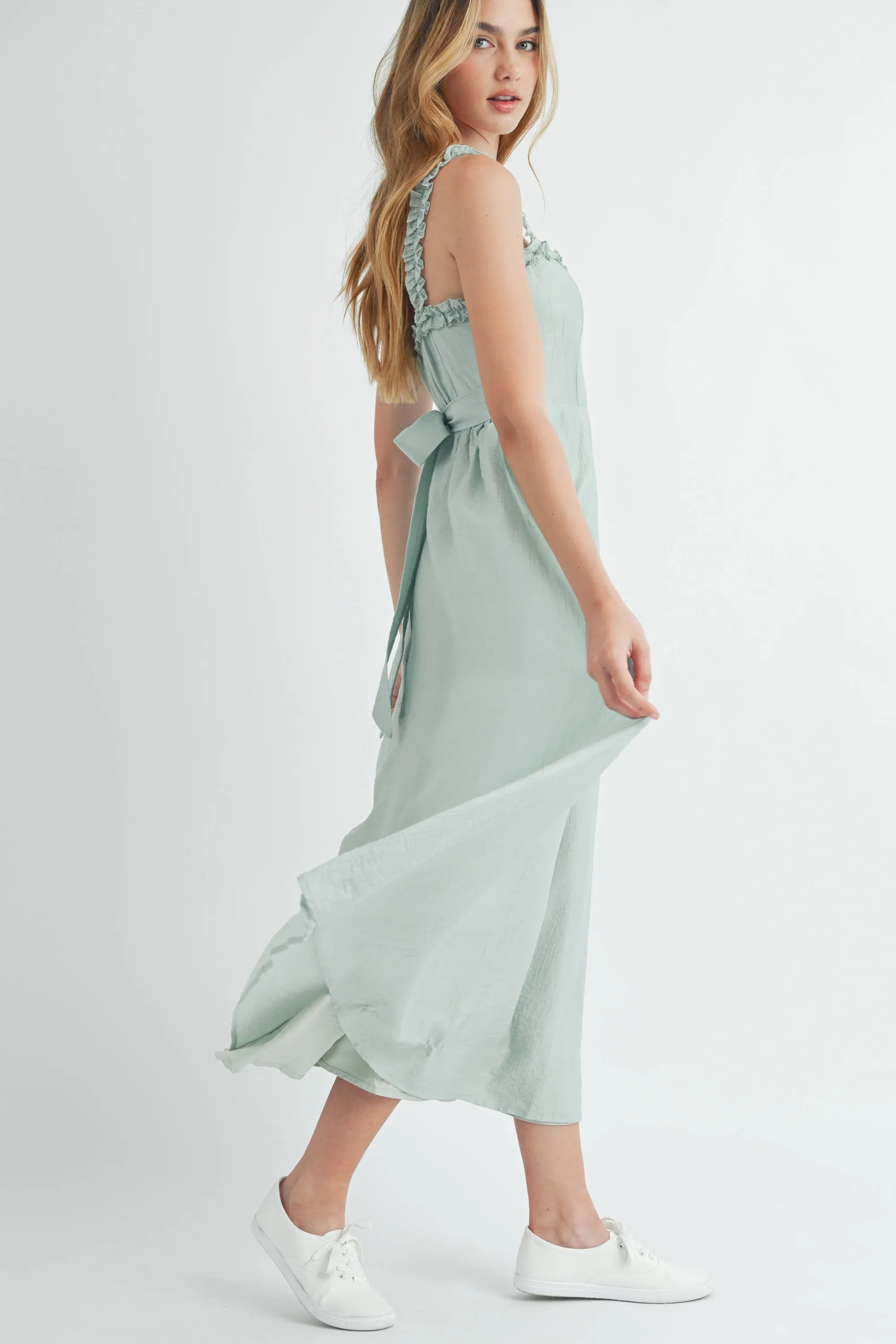 FRANCESCA STRAP RUFFLE MIDI DRESS sold by MABLE product image thumbnail 2
