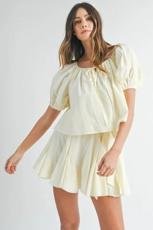 STEPH PUFF SLEEVE TOP AND MINI SKIRT SET made by MABLE