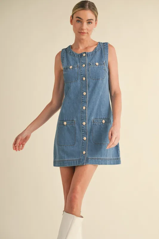 SORAYA DENIM MINI DRESS made by MABLE