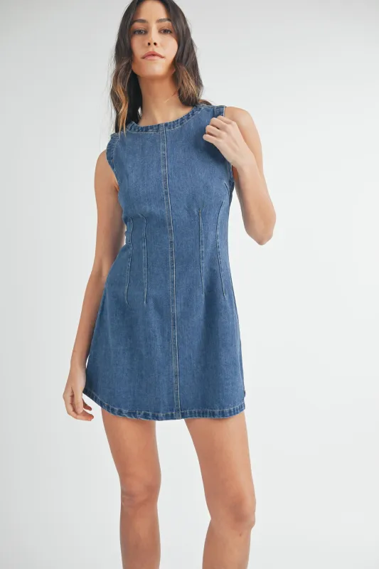 MIRIAM DENIM MINI DRESS made by MABLE