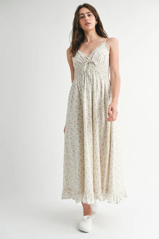 RAYNA SMOCKED FLARE MIDI DRESS made by MABLE