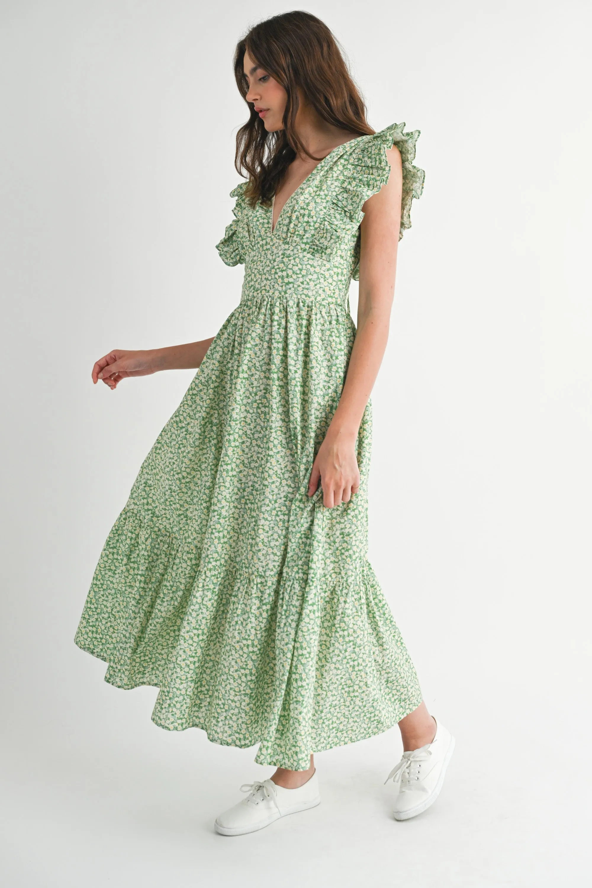 SARAI FLUTTER SLEEVE MIDI DRESS sold by MABLE product image thumbnail 2