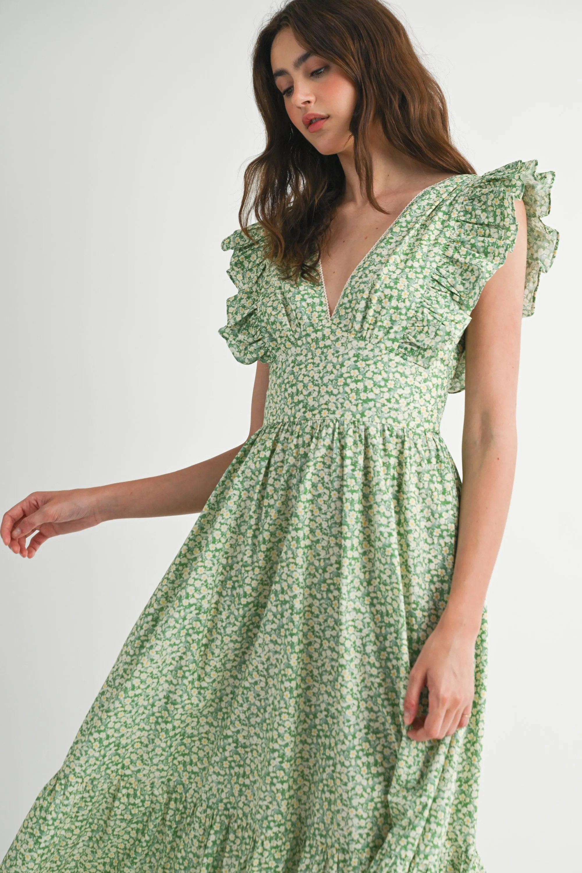 SARAI FLUTTER SLEEVE MIDI DRESS sold by MABLE product image thumbnail 4