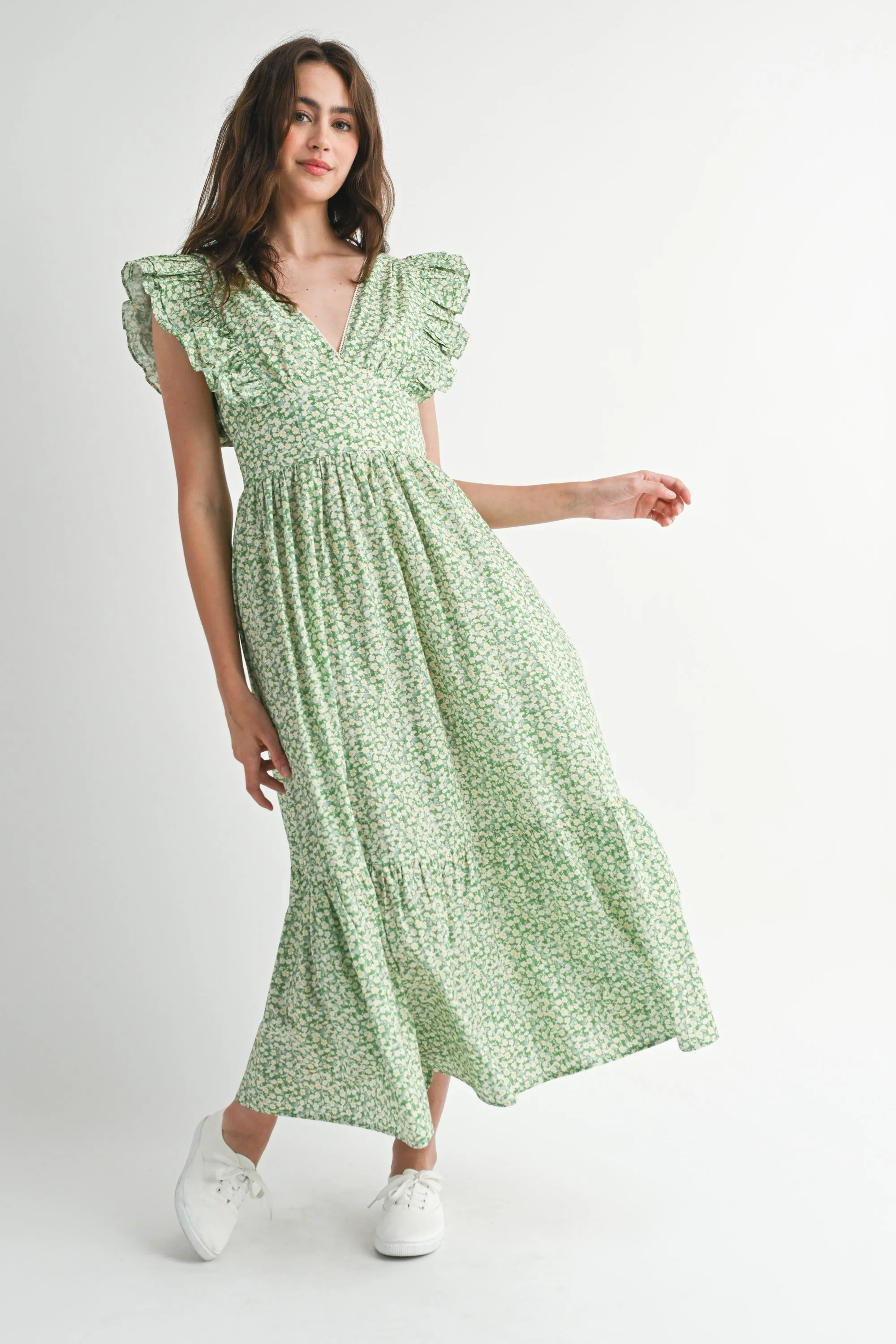 SARAI FLUTTER SLEEVE MIDI DRESS sold by MABLE product image thumbnail 5