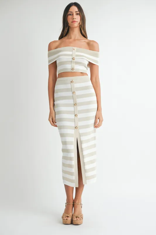 EVERLY STRIPE TOP SKIRT SET made by MABLE
