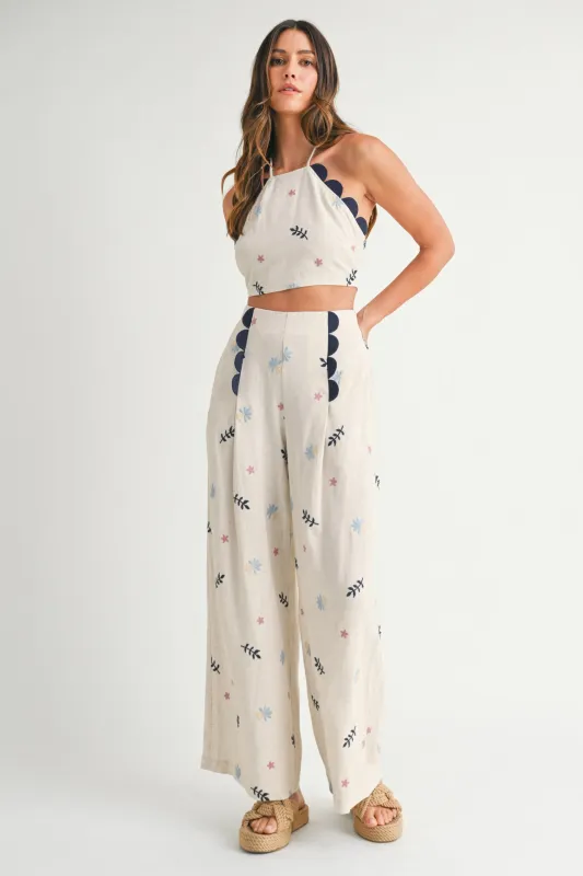 AMIRI CONTRAST SCALLOP TOP PANTS SET made by MABLE